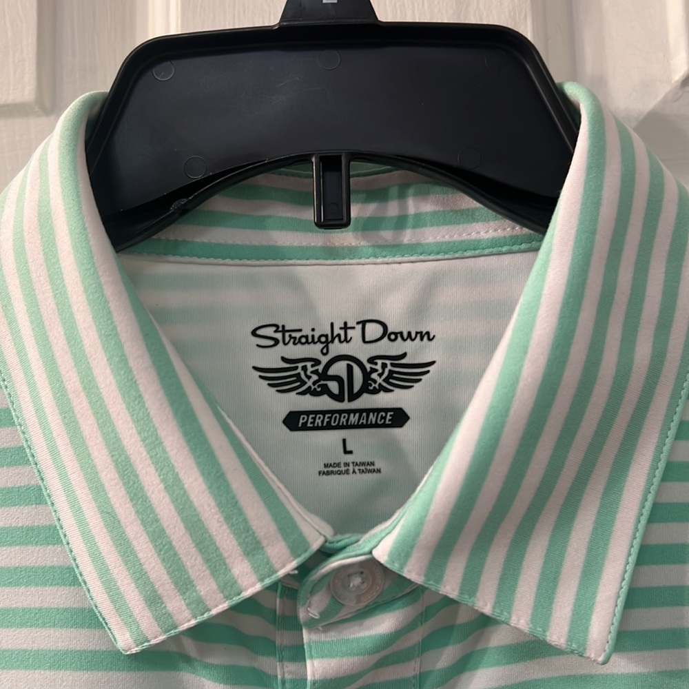 Straight Down Performance Large Striped Golf Polo. - image 3